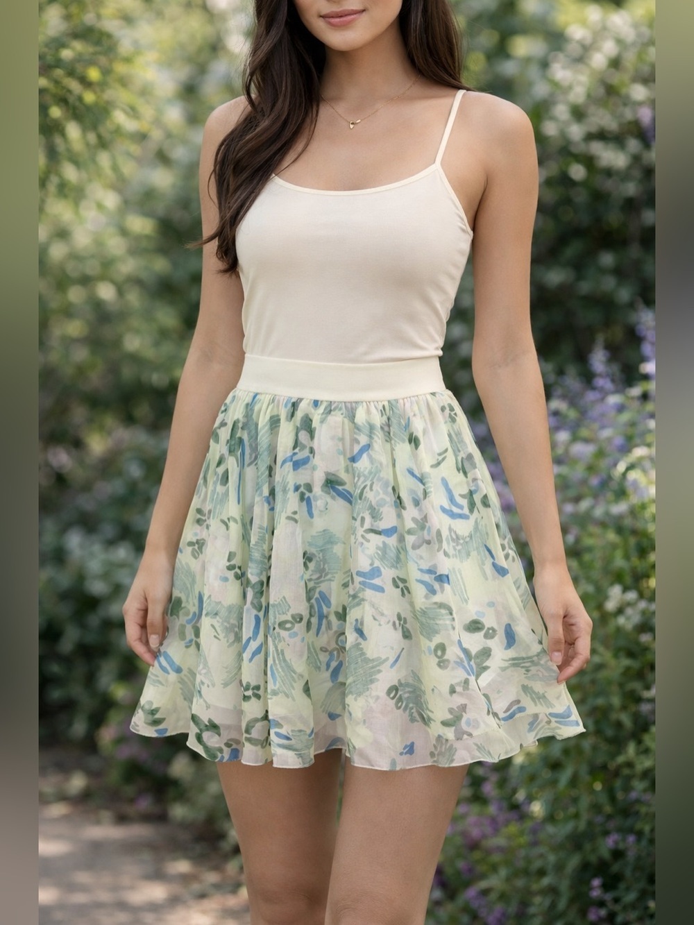 Aritzia Wilfred Pleated skirt Chiffon  XS – Floral Watercolor Print back to fall